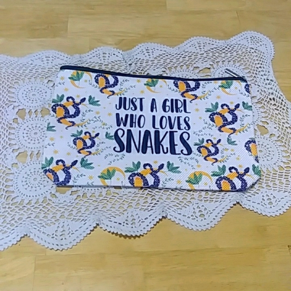Cosmetic / makeup / toiletry bag just a girl who loves snakes